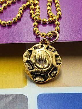 Necklace with vintage Todd Oldham Buttons 90s 24K Gold